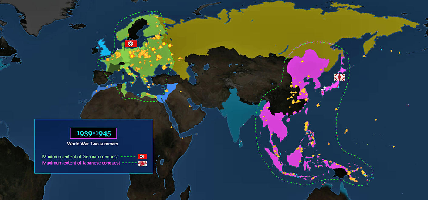 German, Japanese high-water marks, map